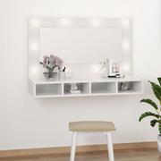 Toaletki - Lumarko Szafka z lustrem i LED, biała z połyskiem, 90x31,5x62 cm - miniaturka - grafika 1