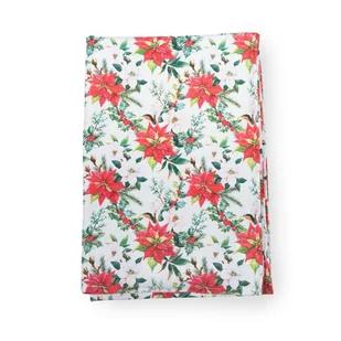 Obrus świąteczny kwiaty z140 x 200 cm biały - Obrusy i serwetki - miniaturka - grafika 1