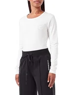 Koszulki i topy damskie - Emporio Armani Damska koszulka z długim rękawem Essential Studs z logo, Pale Cream, M - miniaturka - grafika 1