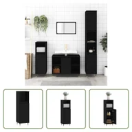 Szafki łazienkowe - The Living Store Szafka łazienkowa czarna 30x30x100 cm materiał drewnopochodny - miniaturka - grafika 1