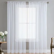 Firany - Firana gotowa BIAŁA z gładkiego woalu 140x270 cm Taśma - miniaturka - grafika 1