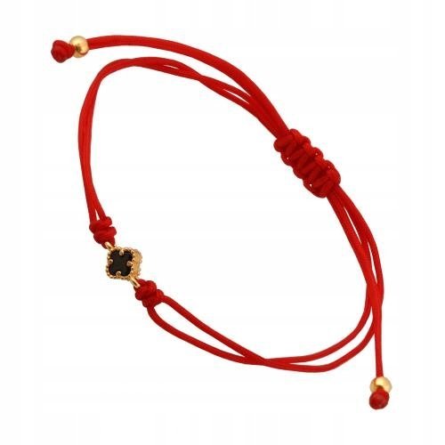 Bransoletka Damska Na sznurku Koniczynka 585 0.85 g Rodium