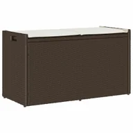 Ławki ogrodowe - vidaXL Ławka ogrodowa z poduszką brązowa 100 cm polirattan - miniaturka - grafika 1