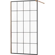 Ścianki i drzwi prysznicowe - Mexen Kioto ścianka prysznicowa 140 x 200 cm, transparent/czarny wzór 8 mm, różowe złoto - 800-140-101-60-77 - miniaturka - grafika 1