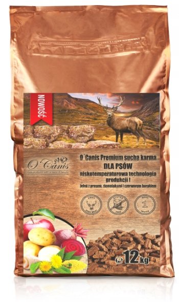 O'Canis Sucha Karma Premium Dla Psa Z Jeleniem, Prosem, Czerwonym Burakiem I Jabłkiem 12Kg