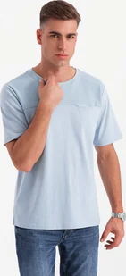 Męski t-shirt LOOSE FIT z kieszonką błękitny V4 OM-TSCT-0171 XL - Koszulki męskie - miniaturka - grafika 1