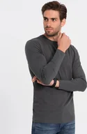 Koszulki męskie - Ombre Męski longsleeve BASIC z okrągłym dekoltem - grafitowy V6 OM-LSBL-0106 XL - miniaturka - grafika 1