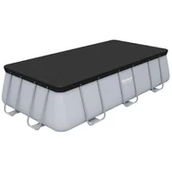 Baseny ogrodowe - Bestway 58232-19 Flowclear plandeka okryciowa PCW 396x185 cm basen ze stali nierdzewnej 404x201x100 cm i 412x201x122 cm, szara - miniaturka - grafika 1