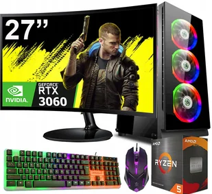 ZESTAW GAMINGOWY Ryzen 5 5600 32GB RTX 3060 12GB +Wi-Fi +WIN11 +MONITOR 27 - Zestawy komputerowe - miniaturka - grafika 1