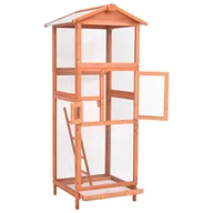 Akcesoria do hodowli zwierząt - shumee Klatka dla ptaków 68x62x166 cm lite drewno jodłowe - miniaturka - grafika 1