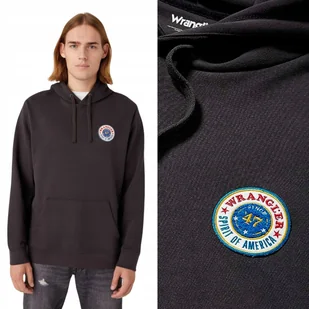Wrangler LOGO HOODIE czarna bluza bawełniana z kapturem męska kangurka 3XL - Bluzy męskie - miniaturka - grafika 1