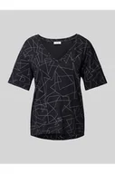Koszulki i topy damskie - T-shirt z graficznym wzorem i dekoltem w serek - Esprit - miniaturka - grafika 1
