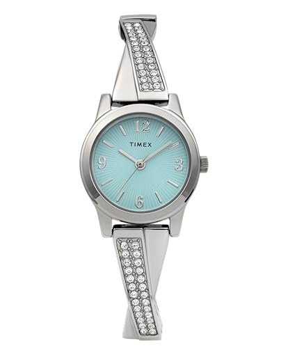 Timex Main Street Zegarek damski 25 mm – srebrny pasek ze stali nierdzewnej z niebieską tarczą i srebrną kopertą, TW2Y39400