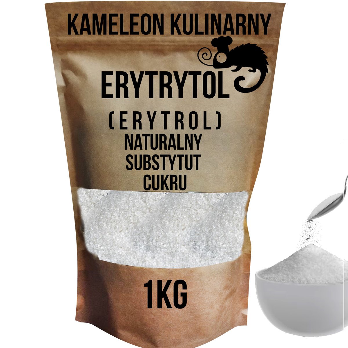 KAMELEON KULINARNY ERYTRYTOL 100% NISKOKALORYCZNY CUKIER W PROSZKU 1kg