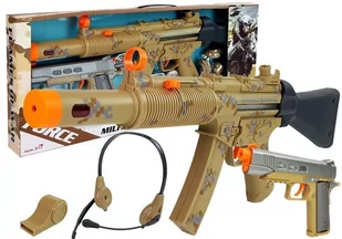 LEANToys Zestaw Wojskowy Broń Dwa Pistolety Słuchawki Gwizdek - Zabawki militarne - miniaturka - grafika 1