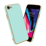 Etui i futerały do telefonów - Pokrowiec Do Apple iPhone 7 / 7S / 8 / SE 2020 Etui w Glossy Miętowa Zielona - Złoto TPU Silikonowe Obudowa Case Cover Cadorabo - miniaturka - grafika 1