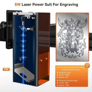 WAINLUX JL7 Laser Engraver Cutter, 5W Laser Power, Knob Fixed Focus, 0.05*0.08mm Compressed Spot, 400*400mm - Drukarki 3D - miniaturka - grafika 2