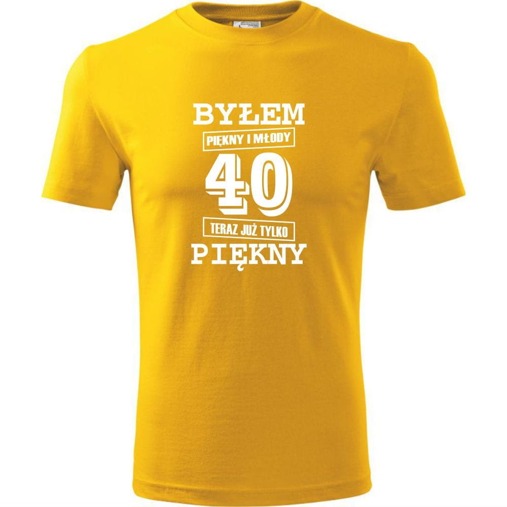 Męska Koszulka z Nadrukiem Byłem piękny i młody 40 teraz już tylko piękny żółty M