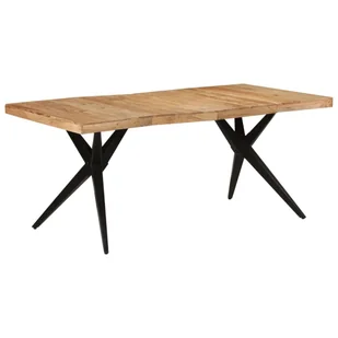 Stół do jadalni, czarny, 180x90x77 cm, lite drewno - Stoły - miniaturka - grafika 1