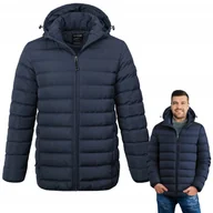 Kurtki męskie - KURTKA Męska z Kapturem ZIMOWA Miejska Pikowana GRANATOWA Pako Jeans - miniaturka - grafika 1