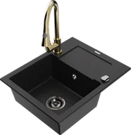 Zlewozmywaki z baterią - Mexen Enzo zlewozmywak granitowy 1-komorowy z ociekaczem i baterią kuchenną Elia, czarny - 6506-77-670101-50-B - miniaturka - grafika 1