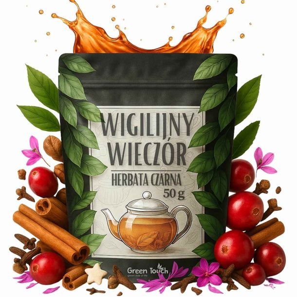 Wigilijny wieczór 50 g - herbata czarna świąteczna z goździkiem, żurawiną i cynamonem