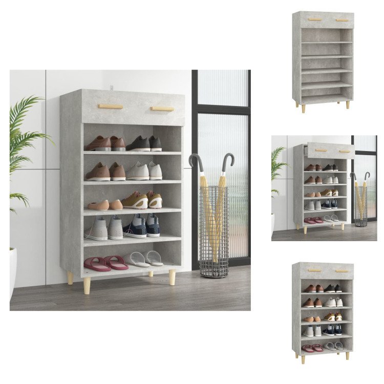 vidaXL Szafka na buty betonowa szara 60x35x105 cm materiał drewnopochodny - Stojaki i szafki na buty