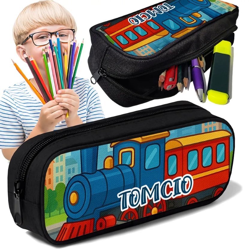 Piórnik TUBA + IMIĘ Pociąg Lokomotywa Kolej Personalizowany Szkolny Prezent