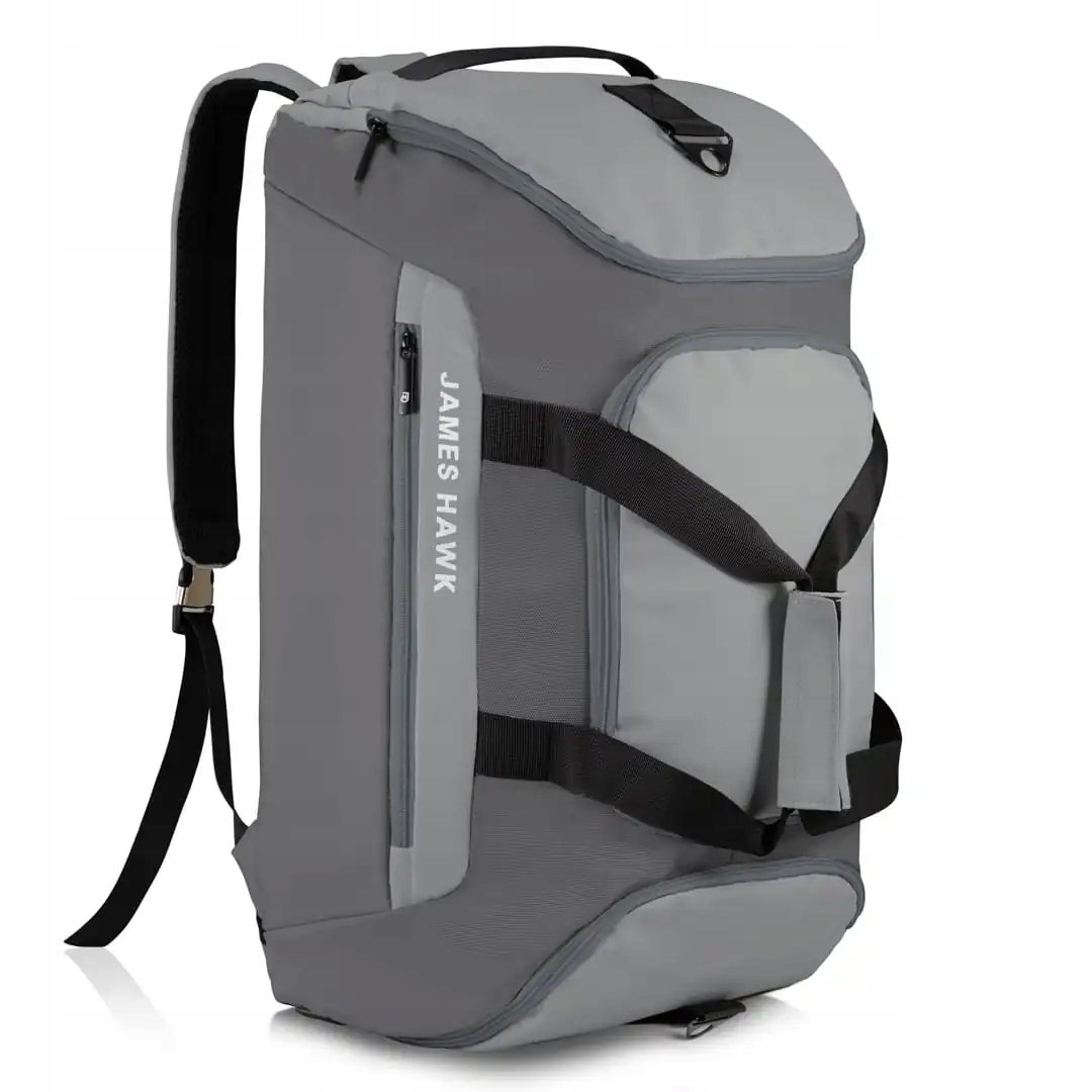 Torba i Plecak Treningowy 2w1 w Kolorze Szarym James Hawk Sport Bag Stone