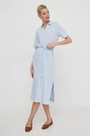 Sukienki - Tommy Hilfiger sukienka kolor niebieski midi rozkloszowana - miniaturka - grafika 1