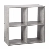 Dekoracje domu - 5five Simple Smart Półka dekoracyjna stojąca kwadratowa szara 4 przegrody 68 x 68 cm B07CJR86D9 - miniaturka - grafika 1