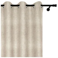 Zasłony - Voppi Długa zasłona dekoracyjna na przelotki 140 x 230 cm beżowa zasłona z lnianym wzorem zasłona do pokoju salonu - miniaturka - grafika 1