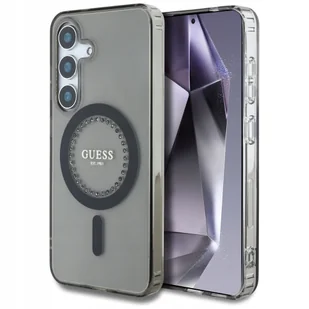 Guess Etui Rhinestones Printed do MagSafe do Galaxy S25, czarne - Etui i futerały do telefonów - miniaturka - grafika 1