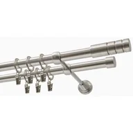 Karnisze - Karnisz DECASTYL Techno z kółkami Podwójny 240 cm Stal nierdzewna - miniaturka - grafika 1