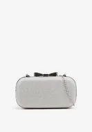 Torebki damskie - Srebrna Torebka Kopertówka na Zatrzask z Łańcuszkiem Grissana - miniaturka - grafika 1