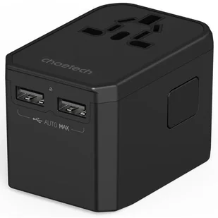 Uniwersalna ładowarka podróżna 2x USB-C 2x USB-A PD 45W wtyczki USA EU UK AU czarna - Ładowarki do telefonów - miniaturka - grafika 1