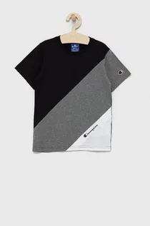 Koszulki dla chłopców - Champion T-shirt bawełniany dziecięcy 305783 kolor czarny wzorzysty - grafika 1
