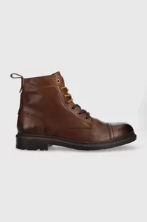 Botki męskie - Wrangler buty skórzane Freedom Boot męskie kolor brązowy - grafika 1