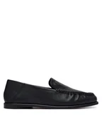 Półbuty damskie - Tommy Hilfiger Lordsy Leather Ruched Toe Loafers FW0FW09250 Czarny - miniaturka - grafika 1