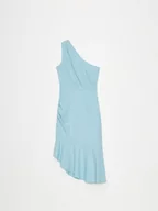 Sukienki - Mohito - Turkusowa sukienka midi na jedno ramię - turkusowy - miniaturka - grafika 1