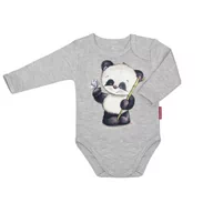 Body dla niemowląt - Body niemowlęce dla chłopca i dziewczynki unisex długi rękaw baweła 100% polski produkt szare panda 80 - miniaturka - grafika 1