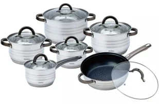 12 elementowy komplet garnków ze stali nierdzewnej F8-W21 - Zestawy garnków i patelni - miniaturka - grafika 1