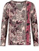 Koszulki i topy damskie - GERRY WEBER Koszulka z długim rękawem i tropikalnym nadrukiem Beżowy 46/L - miniaturka - grafika 1