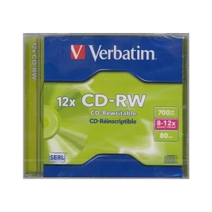 CD-RW 700MB VERBATIM X12 JEWEL CASE A 1 /43148/ - Nośniki danych - miniaturka - grafika 1