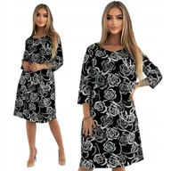 Sukienki - ŚLICZNA BAWEŁNIANA SUKIENKA W BIAŁE RÓŻE ROZMIAR 46 POLSKI PRODUCENT - miniaturka - grafika 1