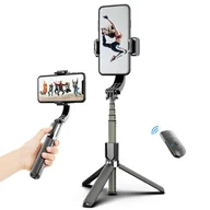 Selfie stick - Stabilizator gimbala 3 w 1 Selfie Stick Statyw 86 cm 5-sekcyjny ze zdalną migawką Zacisk telefonu Inteligentny obrotowy Kompatybilny z iPhonem Sams... - miniaturka - grafika 1