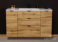 Szafki łazienkowe - Szafka łazienkowa wisząca z umywalką dąb naturalny 120 cm Victa Gante - miniaturka - grafika 1