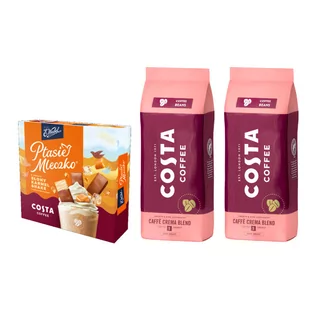 ZESTAW - Kawa ziarnista Costa Coffee Crema Blend 2x1kg + Ptasie Mleczko Wedel Słony Karmel Shake 340g - Kawa - miniaturka - grafika 2