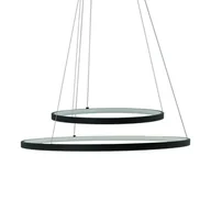 Lampy sufitowe - Lampa wisząca Peoria czarno-biała LED 54W 3000K-6000K 5200lm dwa ringi pilot wym: 110 x 60 x 60 cm aluminium IdeaLED - miniaturka - grafika 1