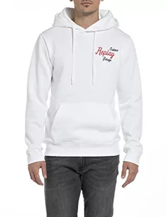 Replay Męska bluza z kapturem M6569B.00.21842, 1 biała, L - Bluzy męskie - miniaturka - grafika 1